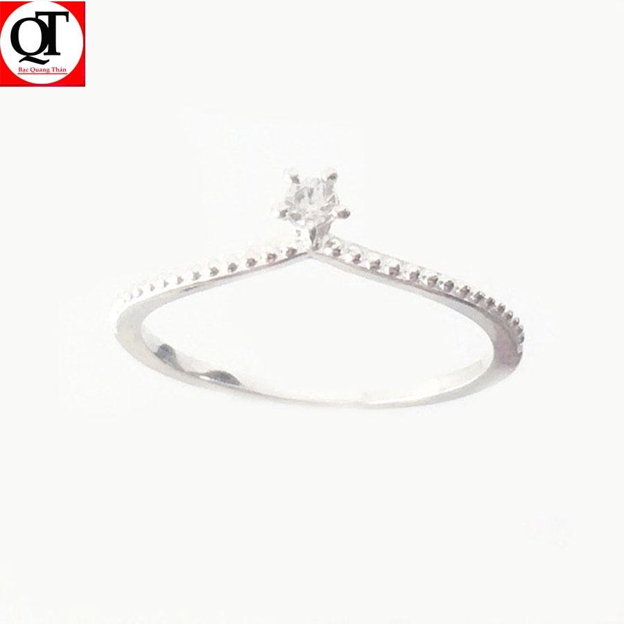 Nhẫn nữ thời trang bản nhỏ gắn đá rico cao cấp chất liệu bạc ta trang sức Bạc Quang Thản – QTNU88
