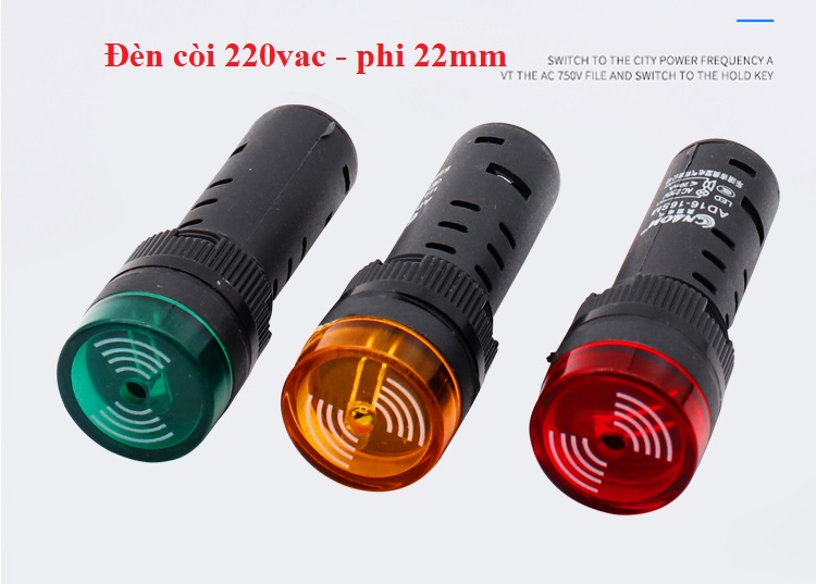 Đèn báo có còi phi 22 - đèn cảnh báo có còi hú AD16-22SM 220V