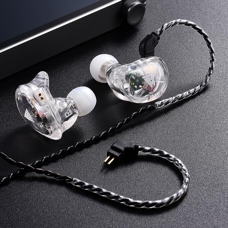 Phong cách mới nhất QKZ VK1 Tai nghe nhét tai HIFI treo tai chạy đồng trục bốn loa siêu trầm điện thoại di động nghe nhạc với tai nghe lúa mì