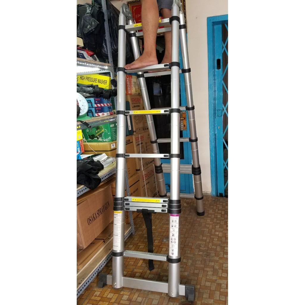 Thang Rút Nhôm Đôi Cao Cấp Aluminum Ladder 2.5m+2.5m(Tổng chiều dài 5m)