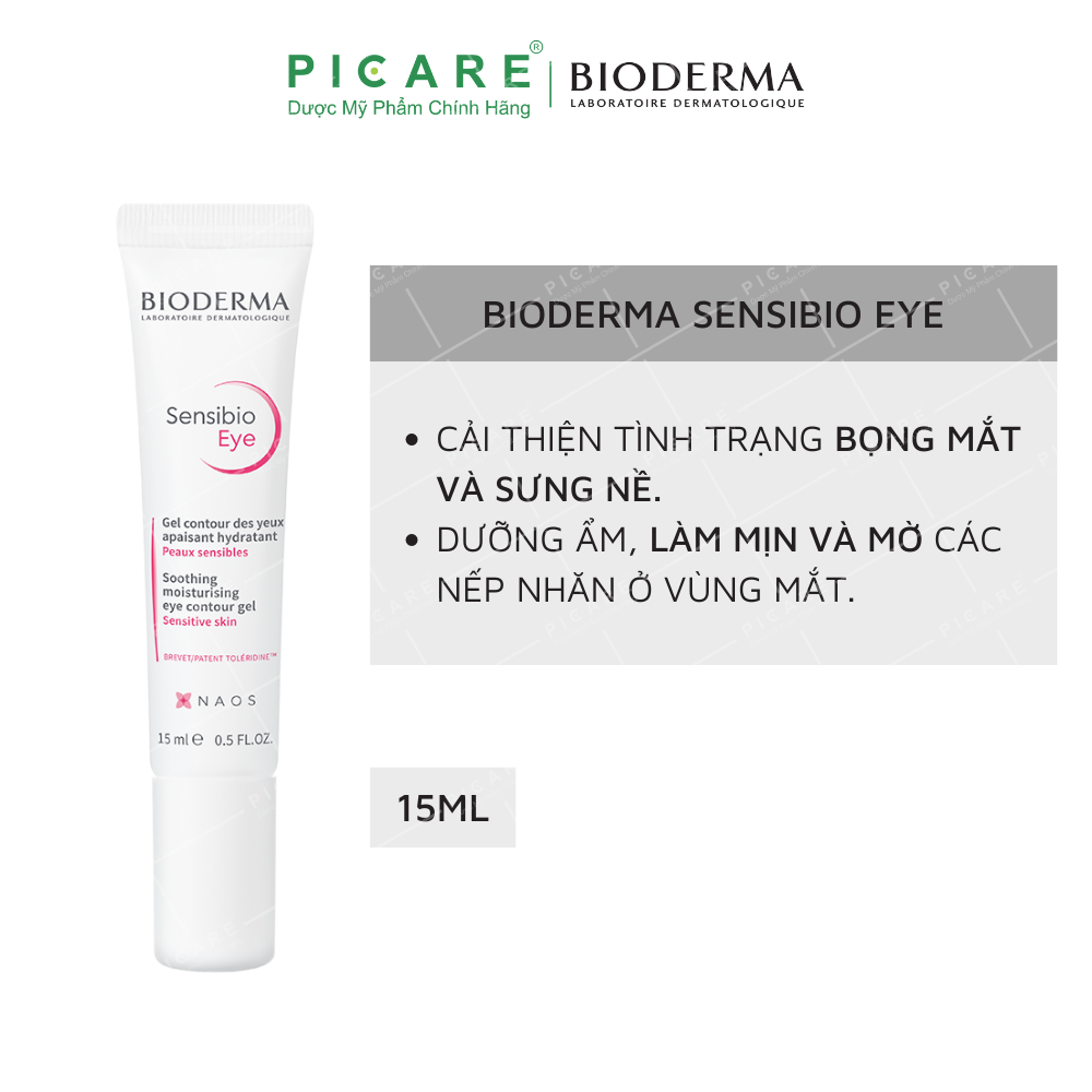 Gel dưỡng ẩm chống quầng thâm và giảm bọng mắt BIODERMA Sensibio Eye 15ml