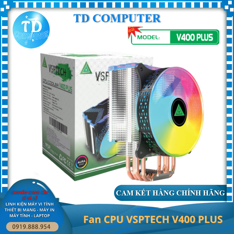 Tản nhiệt CPU VSP Cooler V400 PLUS Fan 12cm LED RGB Full Socket - Hàng chính hãng TECH VISION phân