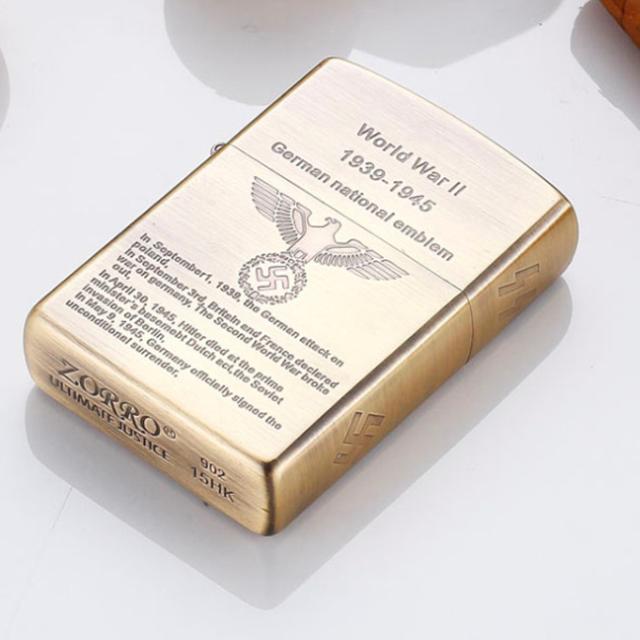 Vỏ Hột Quẹt Bật Lửa Xăng Đá Zorro Z9712C World War II - Dùng Xăng Bấc Đá Cao Cấp