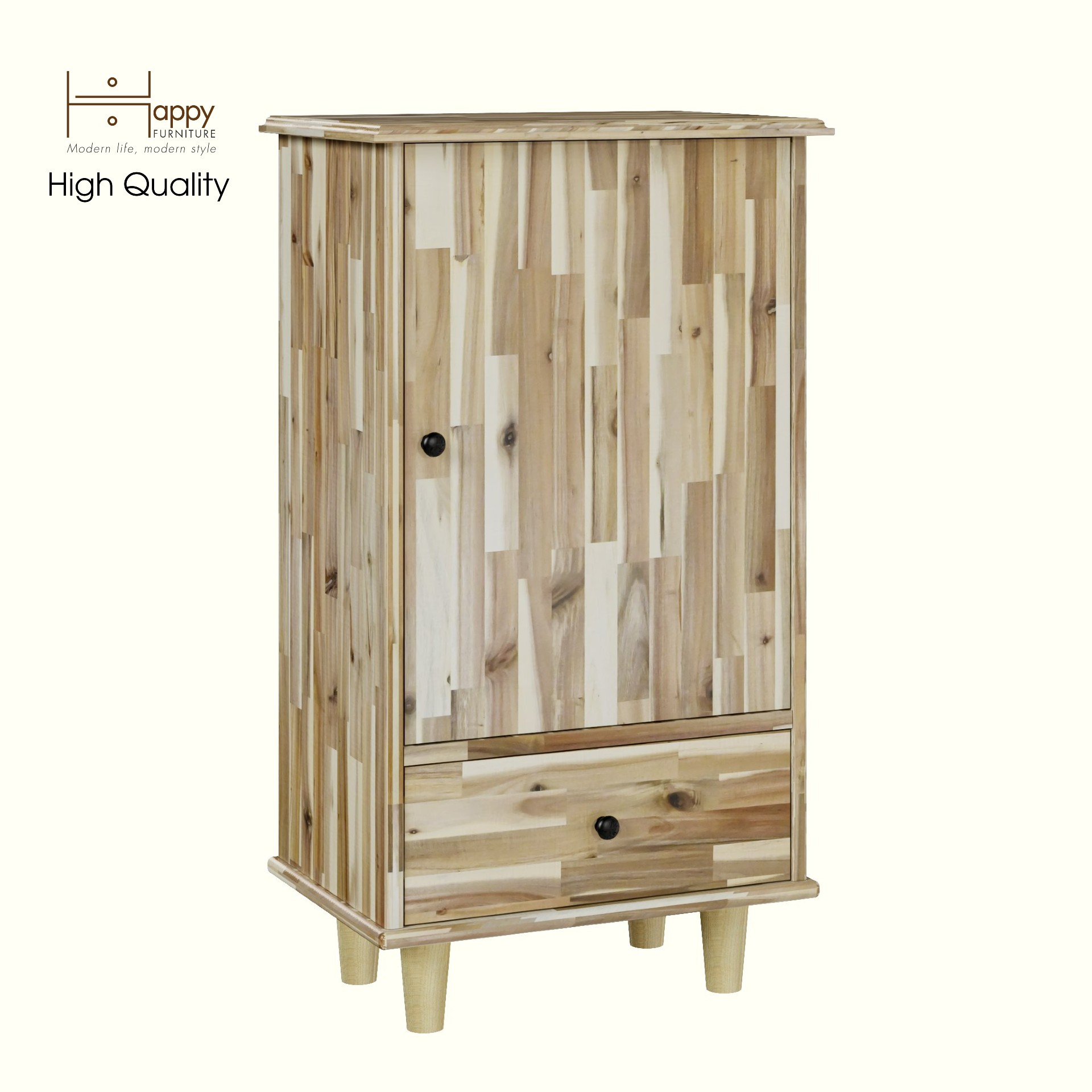 HAPPY FURNITURE , gỗ tự nhiên , Tủ lưu trữ 1 cửa mở - FARAH , TLT_012 , 50cm x 35cm x 90cm