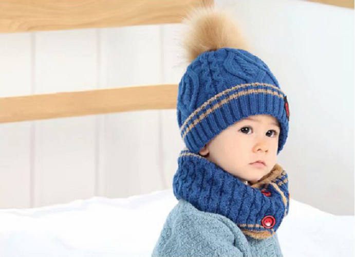 Bộ mũ len quả bông kèm khăn cao cấp trẻ em, sét nón len kèm khăn cho bé trai và bé gái