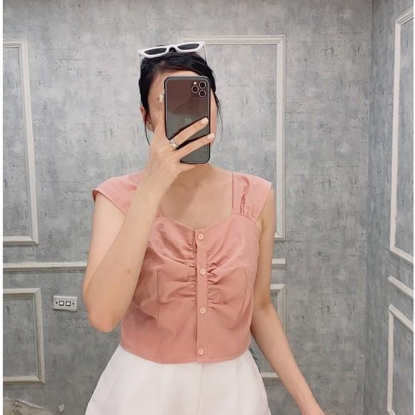 Áo dây linen bảng to linen cài nút , giữa