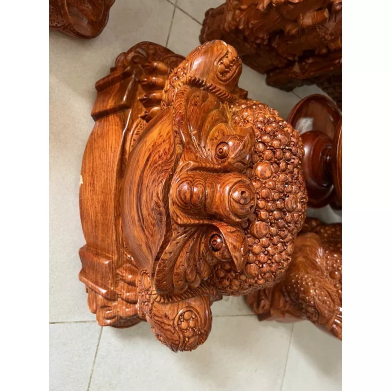 Tượng gỗ phong thuỷ-Tượng con cóc thiềm thừ gỗ hương nguyên khối ngang 45 cm loại 1