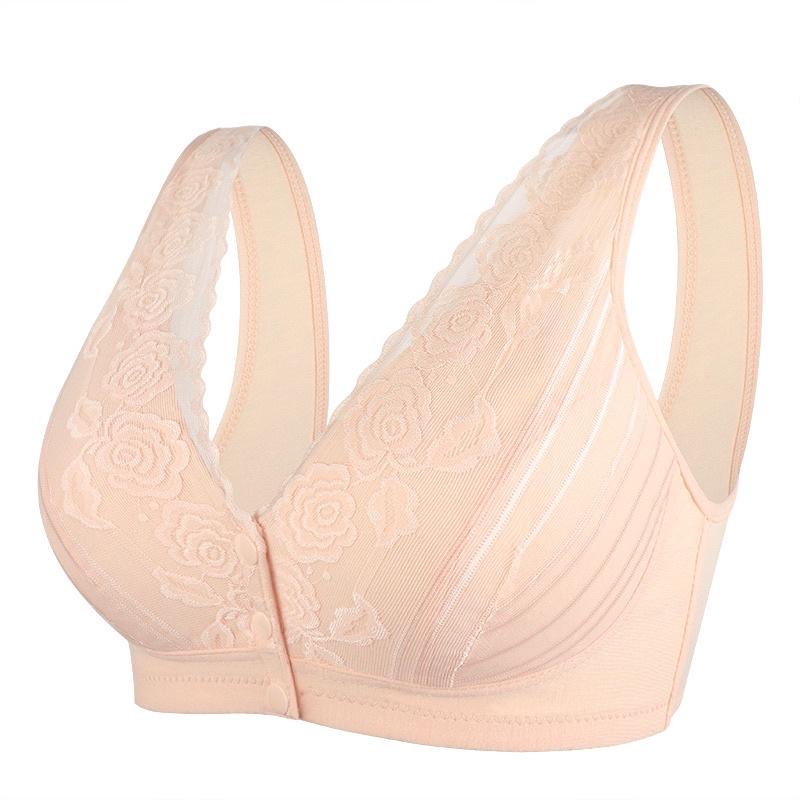 Áo ngực trung niên không gọng pha ren cao cấp, áo lót cotton bấm cúc cho mẹ