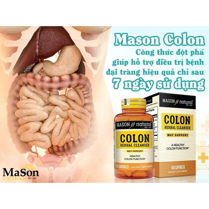 Viên uống hỗ trợ chức năng đại tràng Mason Colon Herbal Cleanser giúp bổ sung chất xơ cải thiện tiêu hóa giảm táo bón