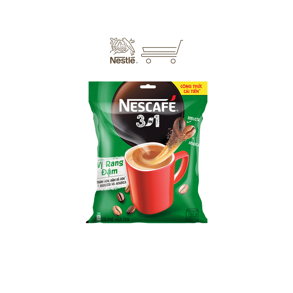 Combo 3 bịch cà phê NESCAFÉ 3IN1 VỊ RANG ĐẬM - công thức cải tiến (Bịch 46 gói x 16g)