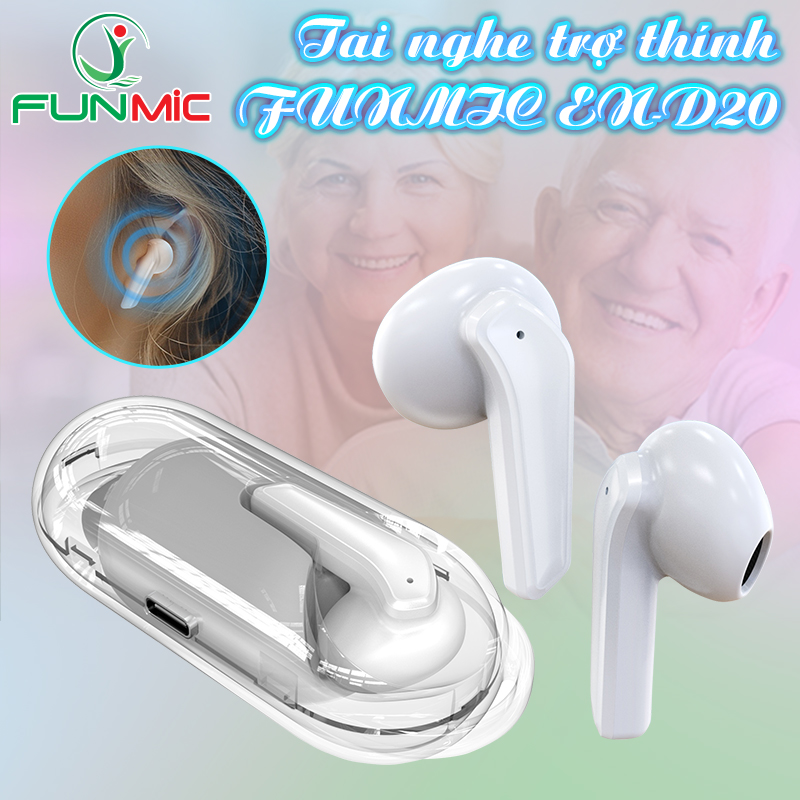 Máy trợ thính cho người già FUNMIC EN-D20 - 4 mức âm lượng tự điều chỉnh chứng nhận quốc tế an toàn