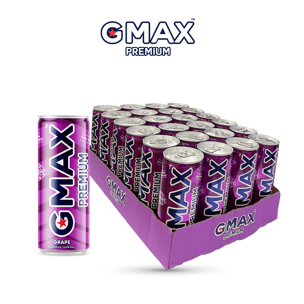 Hình ảnh Thùng 24 Lon Nước Tăng Lực Gmax Premium vị Nho (250ml x 24)