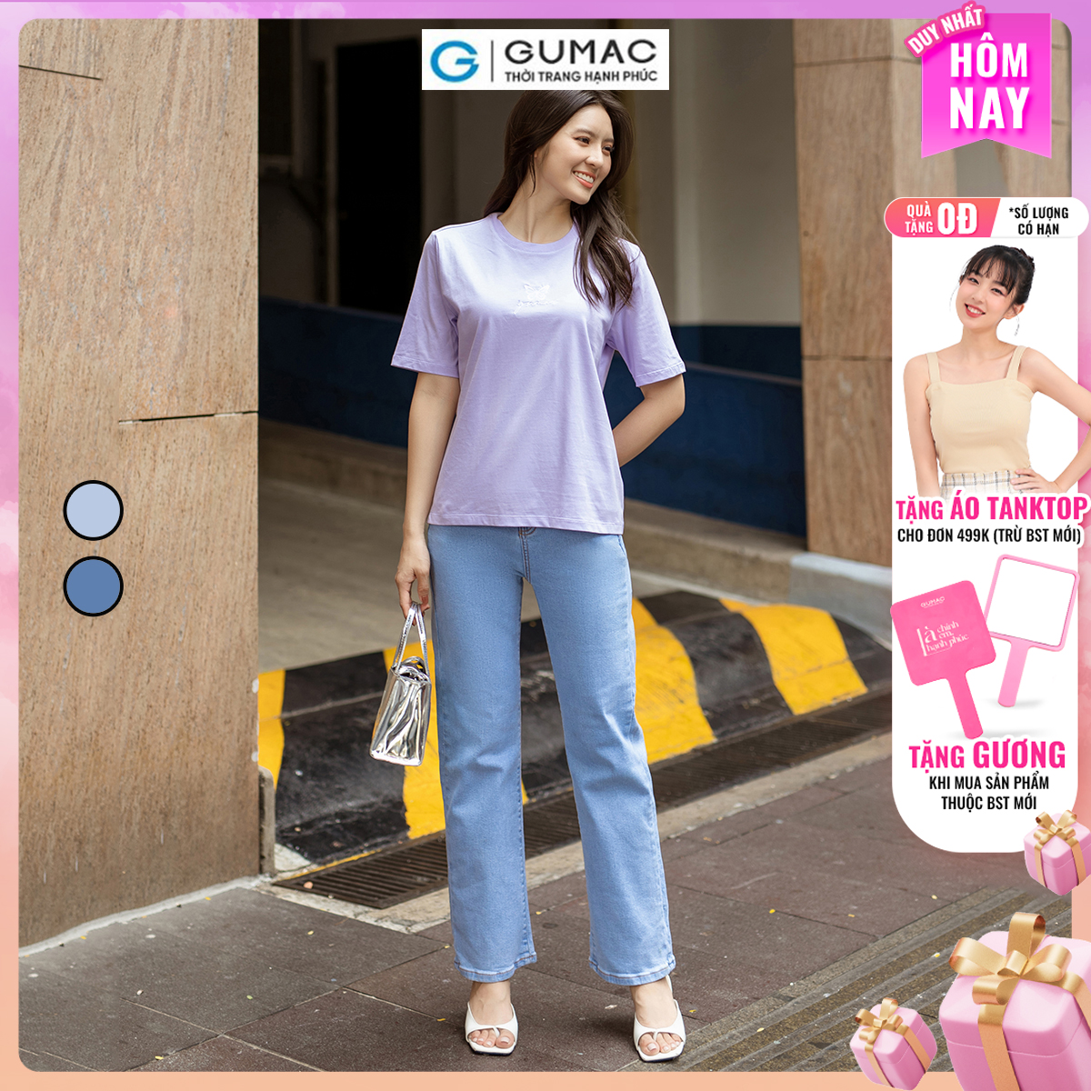Quần Jeans straight trẻ trung năng động thời trang GUMAC QJD06052