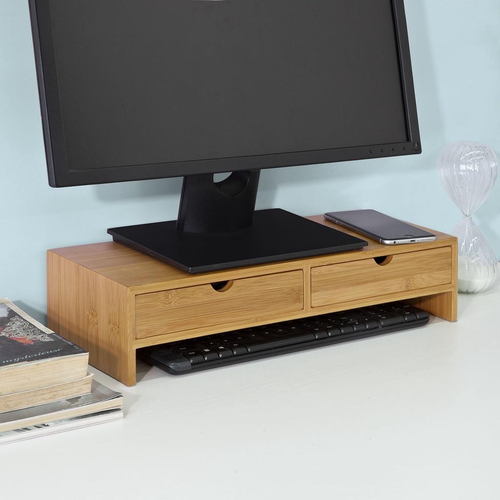 Kệ gỗ để màn hình máy tính có học kéo nâng màn hình lên đến 11cm / Giảm căng thẳng cổ / bàn làm việc gọn gàng