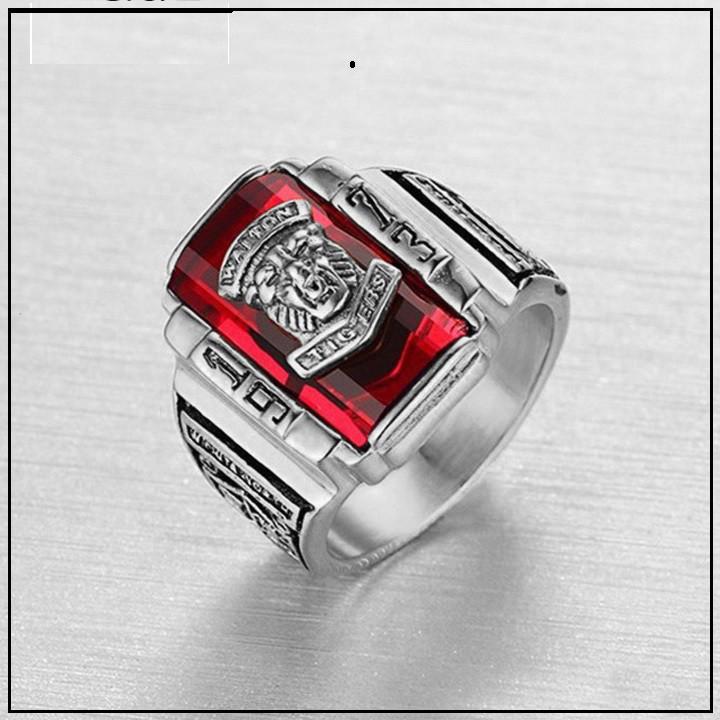 Nhẫn Nam Inox Mặt Đá Sư Tử Không Đen