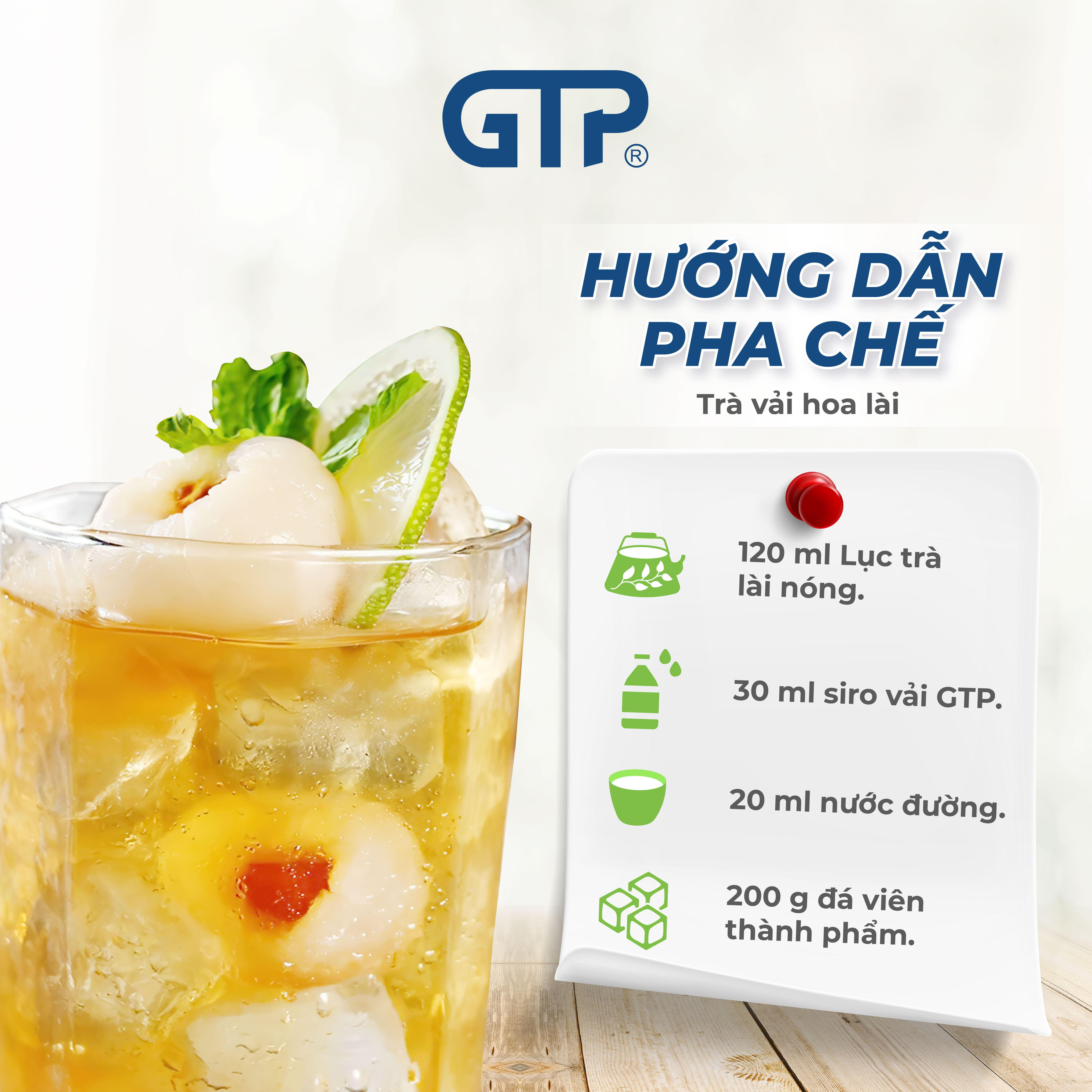 Siro Vải GTP - Chuyên kết hợp nhiều đồ uống: Trà sữa, Trà trái cây, Cocktail, Mocktail…