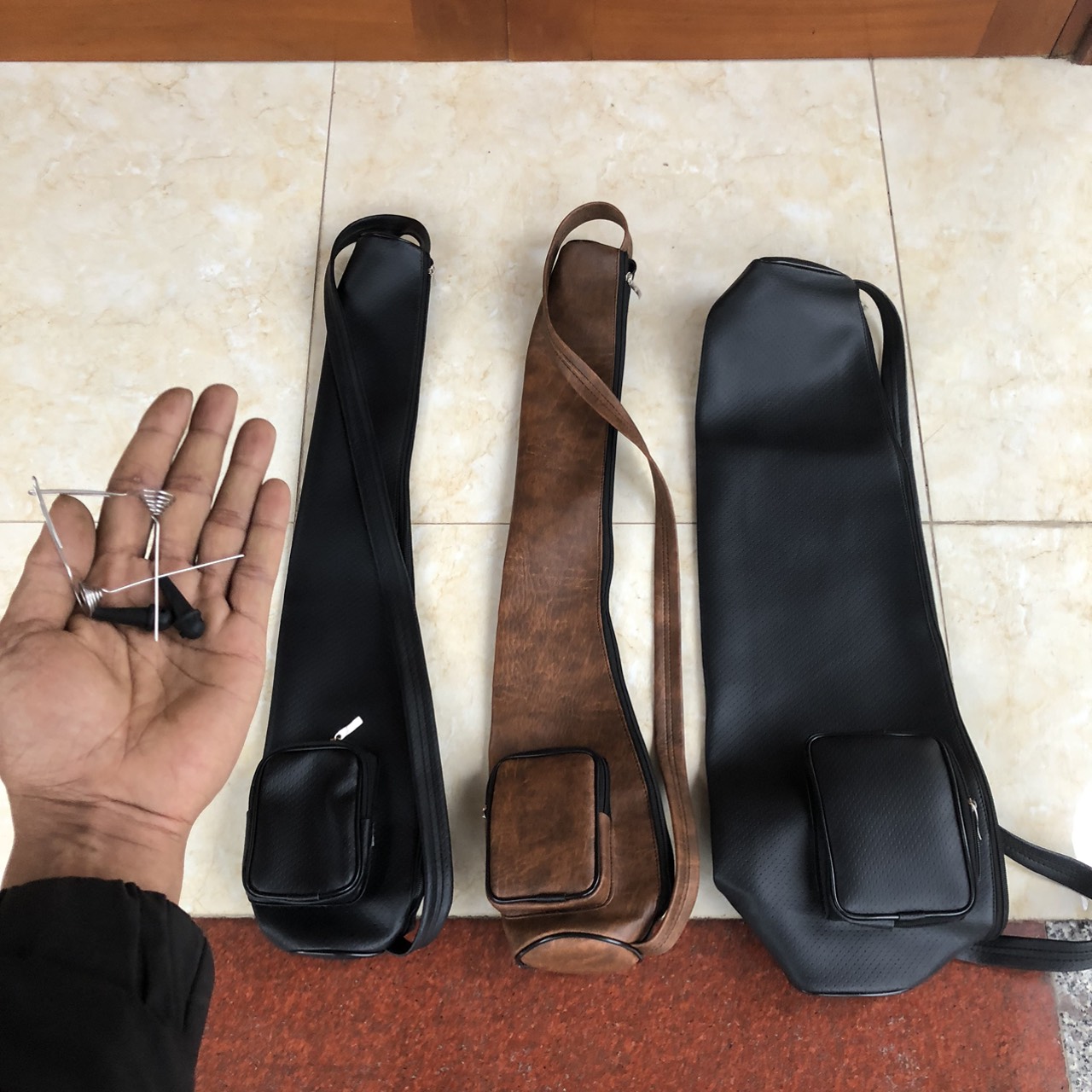 Bao da đựng điếu không chân dài 50cm đẹp kèm nút nõ và nhấc tàn