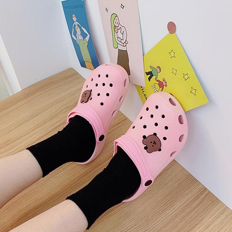 Dép sục gấu lỗ thông hơi đi mưa siêu nhẹ nam nữ MINN SHOES
