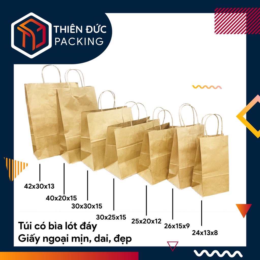 Combo 25 túi giấy xi măng kraft Nhật 30x25x15cm có quai dùng đựng quà size lớn