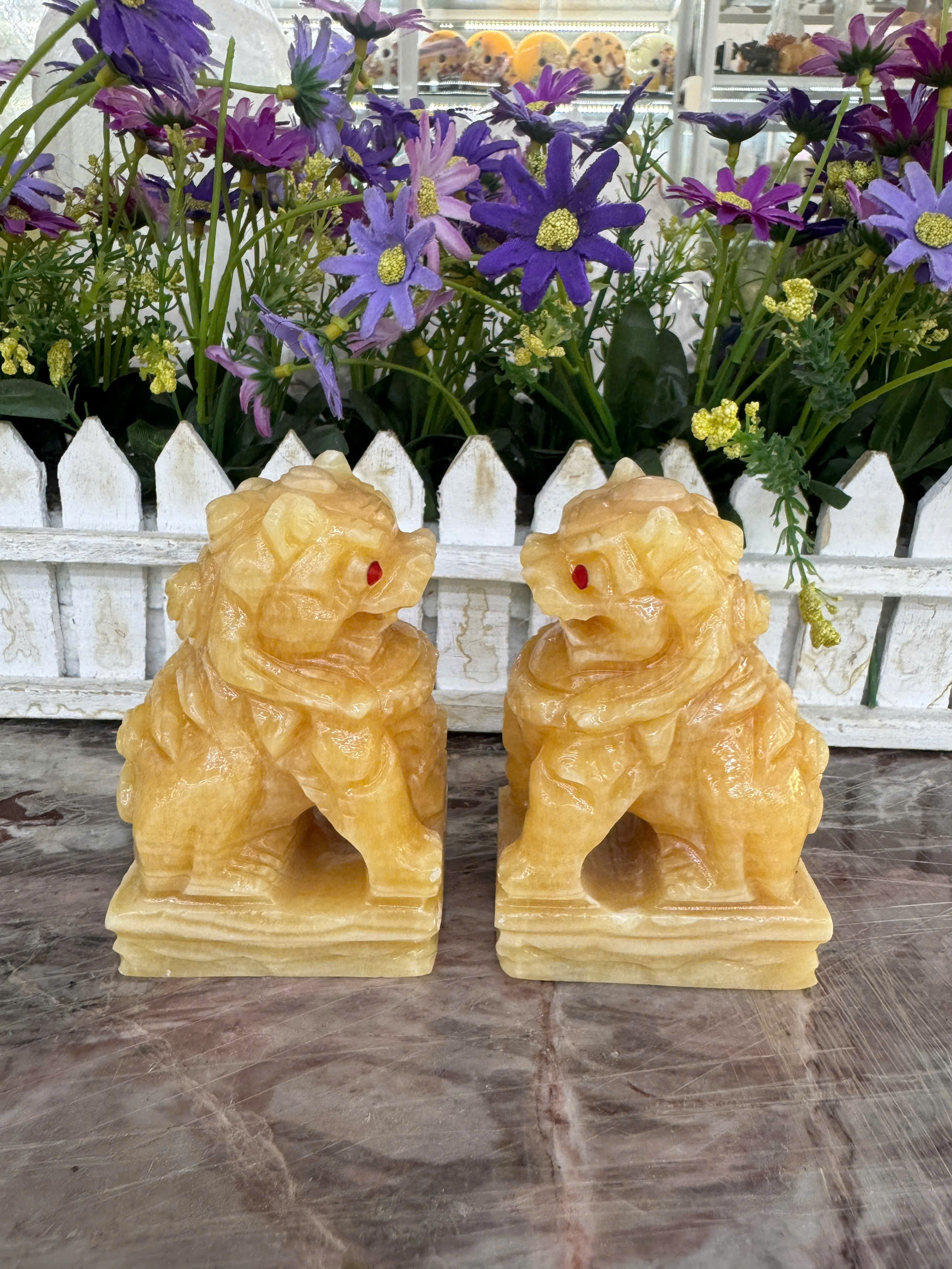 Cặp tượng Kỳ Lân phong thủy đá ngọc - Cao 10 cm