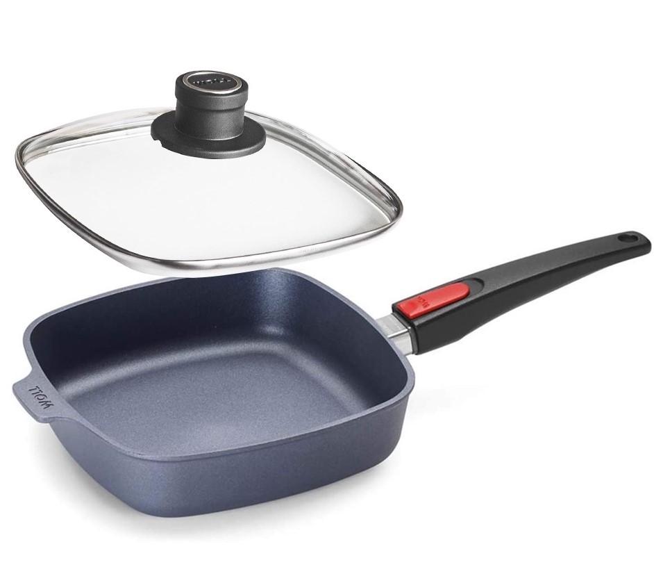 Chảo Vuông Woll Diamond Lite Pans Rectangular 30cmx26cm, Chảo Chống Dính Kim Cương Cao Cấp, Kèm Vung Kính, Cán Tháo Dời