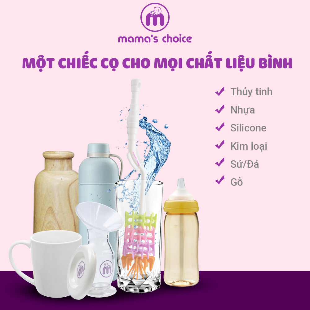 Cọ Rửa Bình Sữa Mama’s Choice, Tay Cầm Xoay 360 Độ, Chất Liệu Silicone Cao Cấp, Dùng Cho Mọi Loại Bình
