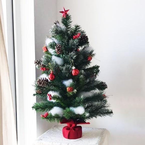 Cây thông noel 3 loại lá sẵn phụ kiện cây trang trí giáng sinh - Cây thông+Led vàng