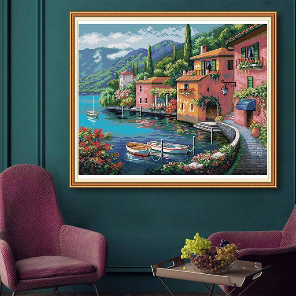 Dimensions Stamped Cross Stitch Kits Town Embroidery Cloth DIY Needlecraft