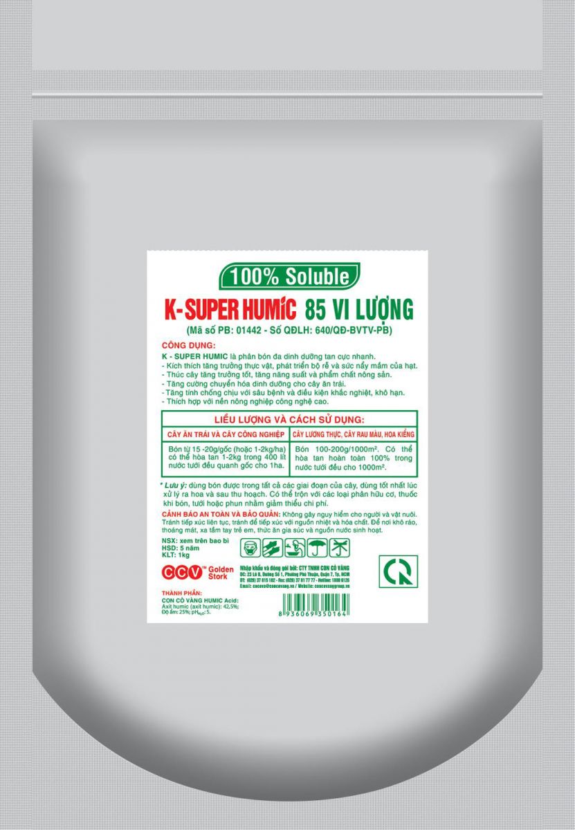 Phân bón hữu cơ : K-Super Humic 85 vi lượng