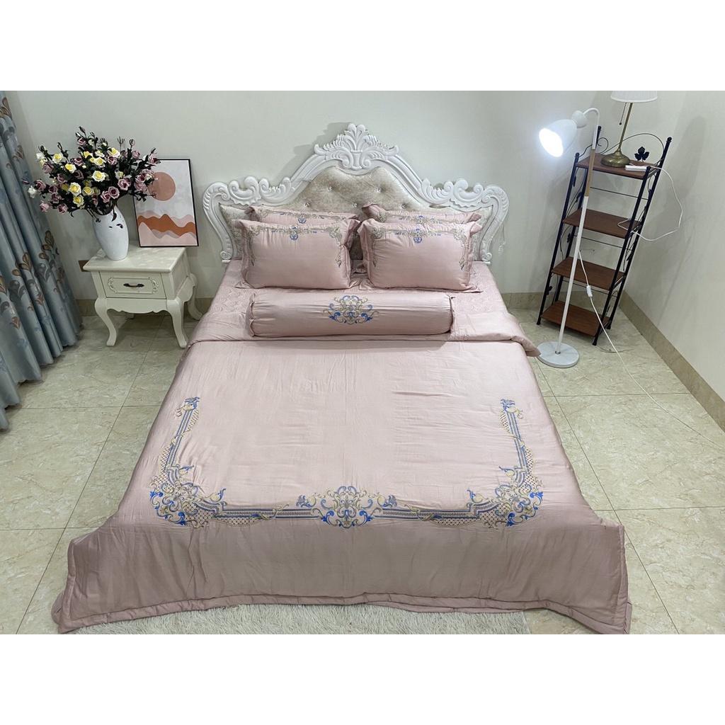 BỘ CHĂN GA LỤA THÊU 7 MÓN CAO CẤP