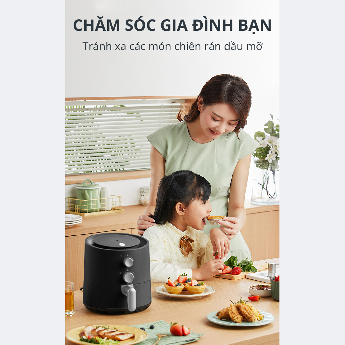 Nồi Chiên Không Dầu Mishio MK320 Dung Tích 3L (1.3L) - Hàng chính hãng