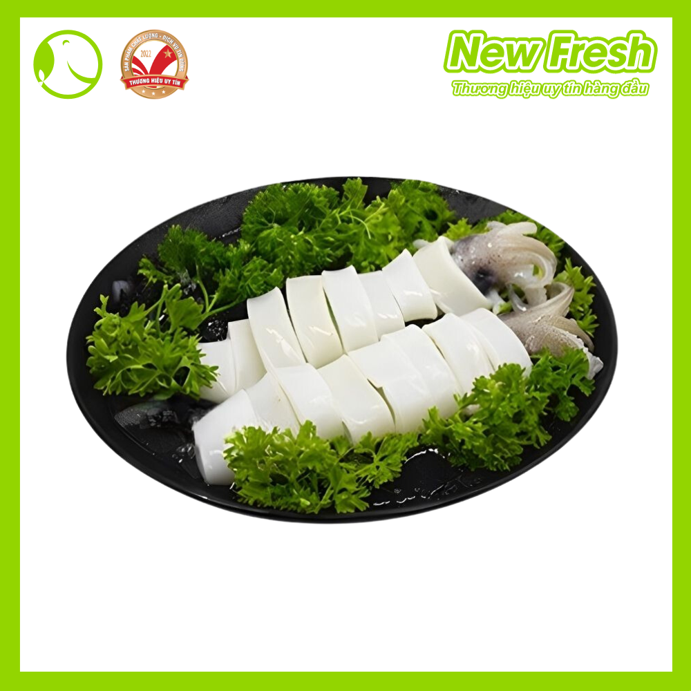 Mực Ống Làm Sạch Cắt Khoanh Không Da Túi 1Kg