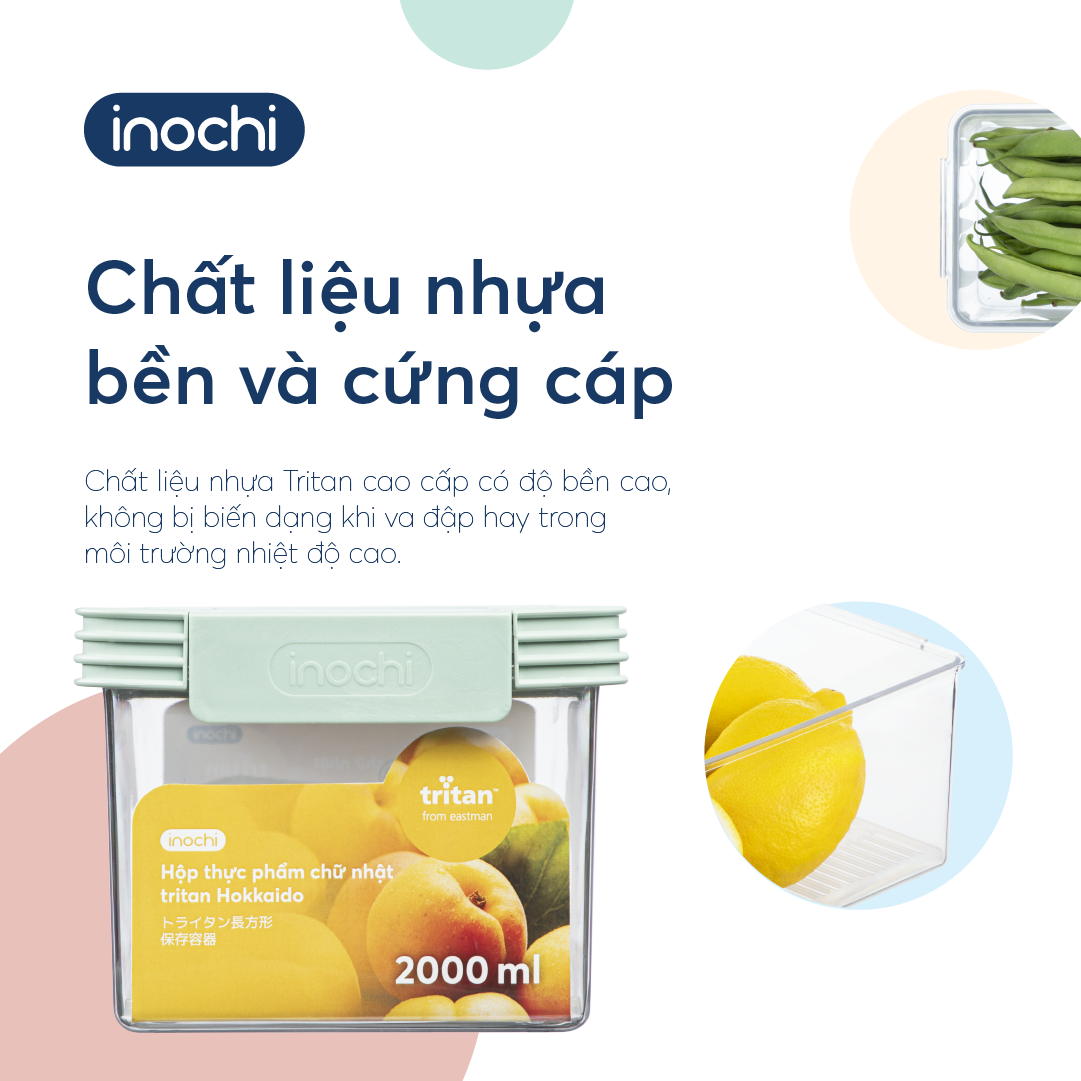 Hộp thực phẩm tritan chữ nhật Hokkaido 500-1000-2000-3500 và 5L - Chính hãng INOCHI - Tiêu chuẩn nhật bản