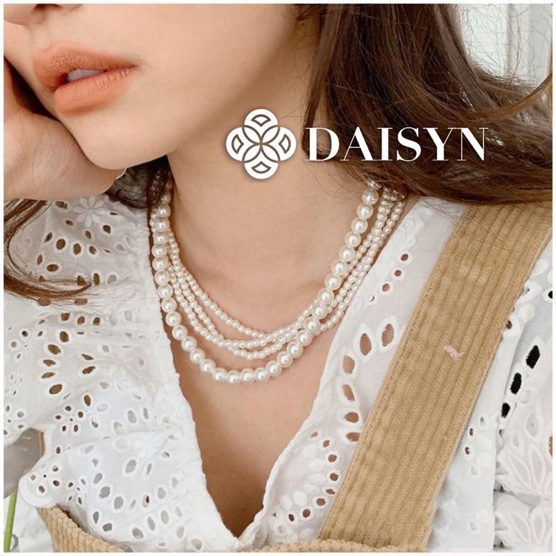 N404 vòng cổ hạt Trai, dây chuyền hạt bẹt dây chuyền choker 4 dây hạt nhiều kích cỡ cho nữ