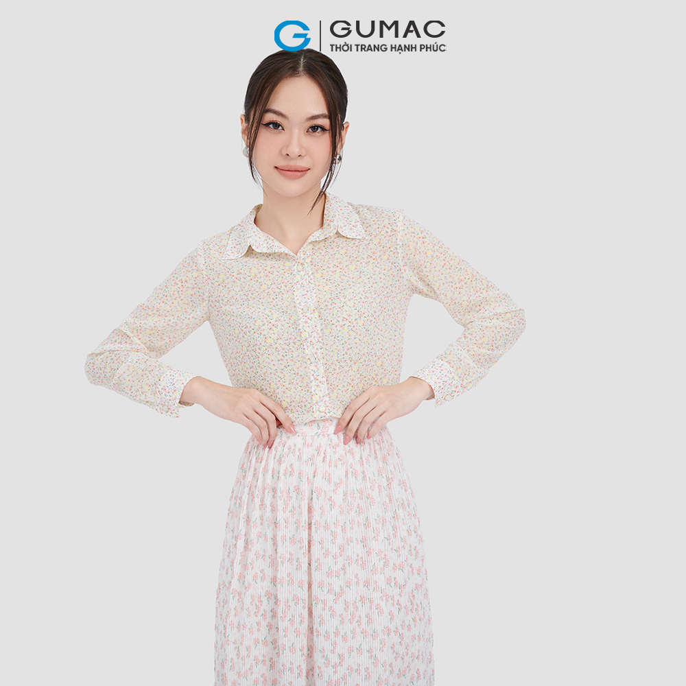 Áo sơ mi nữ GUMAC AC10077 tay dài họa tiết hoa nhí