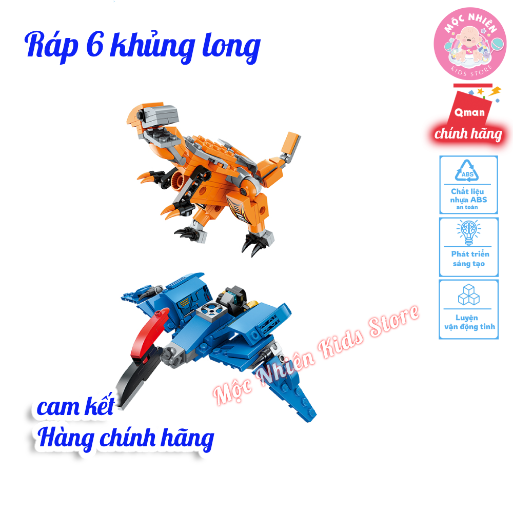 Đồ chơi lắp ráp xếp hình robot người máy Qman 1414 - Siêu Robot khủng long dành cho bé trên 6 tuổi