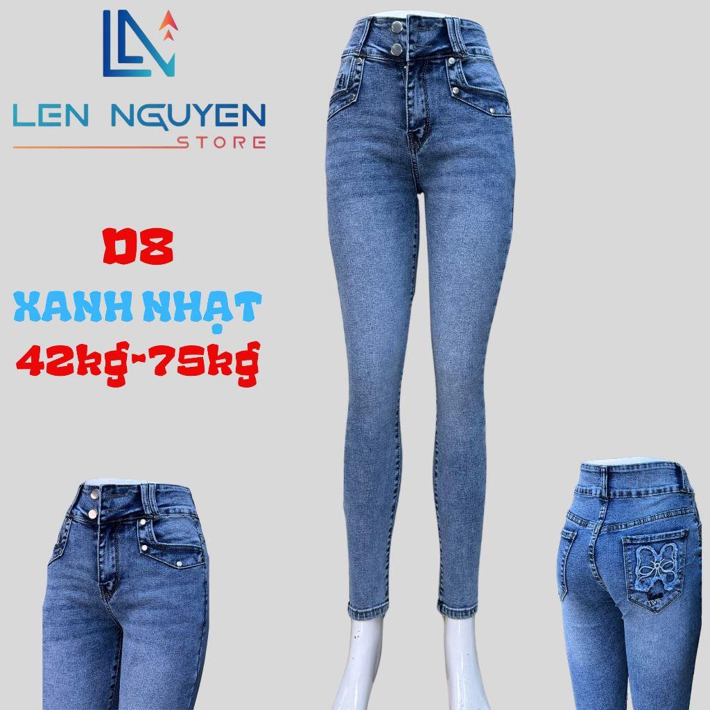 D8_Quần jean nữ, dài, lưng cao, quần bò nữ dáng ôm, quần rin nữ có big size, cho 42kg đến 75kg,LEN NGUYEN STORE - Xanh Đậm