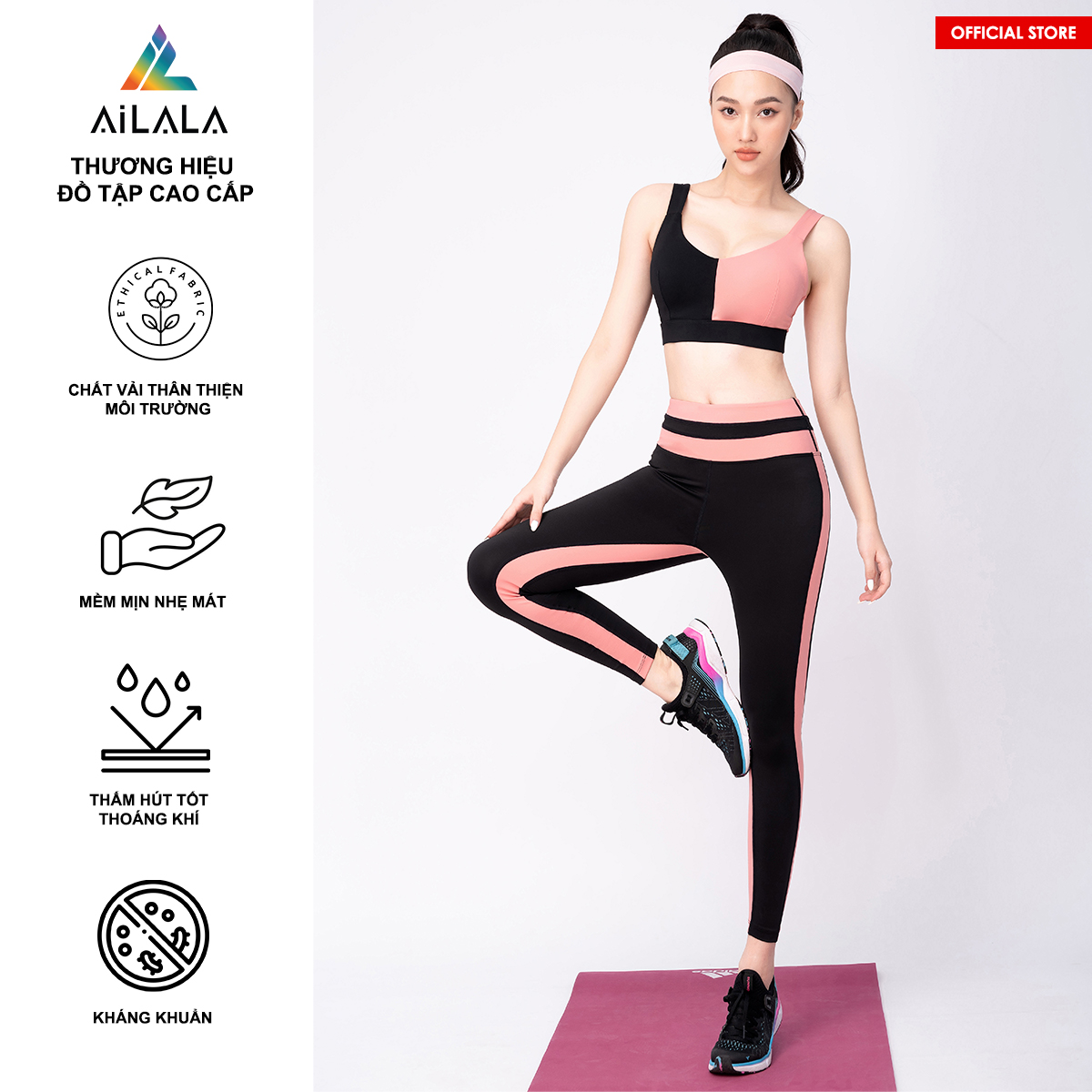 Bộ quần áo thể thao nữ AiLALA LUX31, Đồ tập Yoga Gym Pilates, chất vải Hi-tech cao cấp