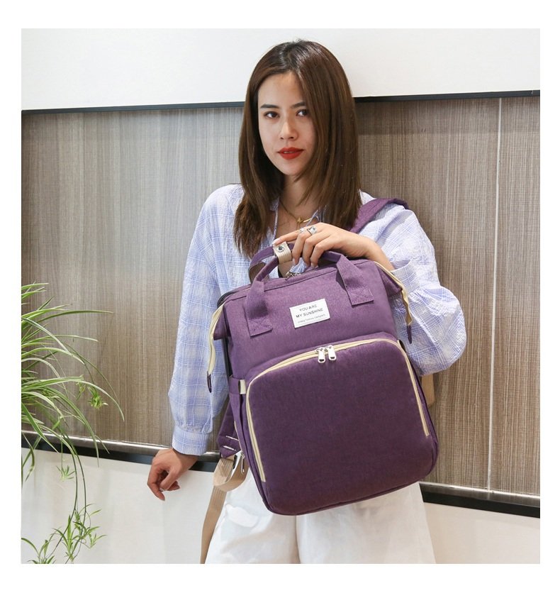 Balo bỉm sữa phiên bản 2021 2in1 đựng đồ bỉm sữa cho bé xếp thành giường nôi mini