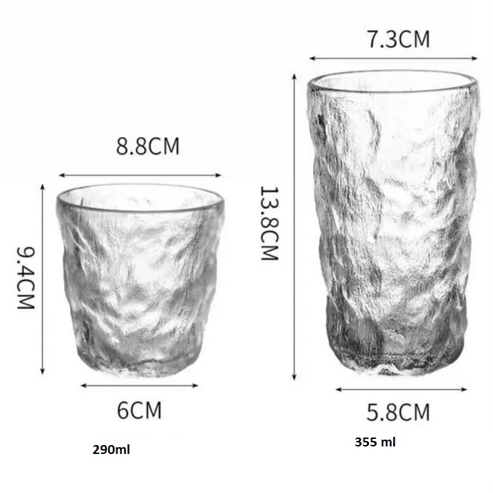 Bộ 6 Ly thủy tinh decor chịu nhiệt vân nhám phong cách Hàn Quốc Cao Cấp