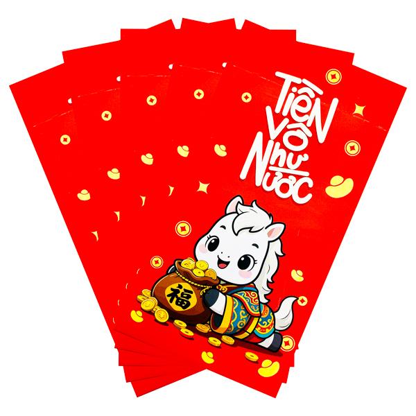 Bộ 5 Bao Lì Xì Tết Bính Ngọ 2026 - Futurebook L185 - Tiền Vô Như Nước