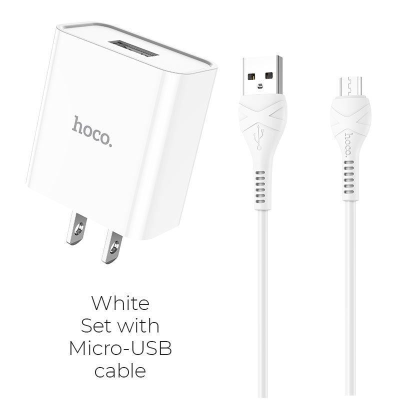 Bộ Củ Cáp Sạc Hoco C81 Kèm Cáp Micro USB- Bộ Củ Sạc Nhanh 5V/2.1A -Hàng Chính Hãng
