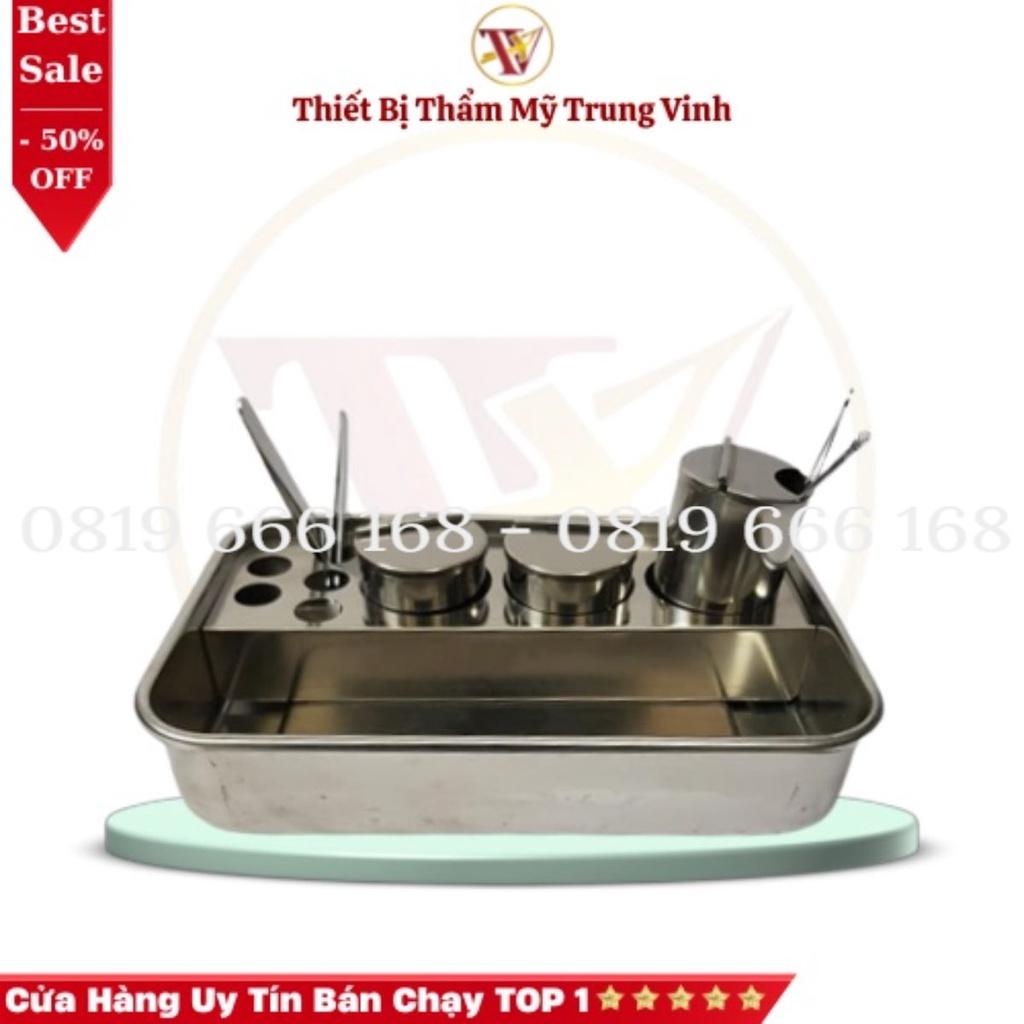 Bộ Khay + Hũ Inox Đựng Dụng Cụ Dùng Trong Spa, Thẩm Mỹ Viện