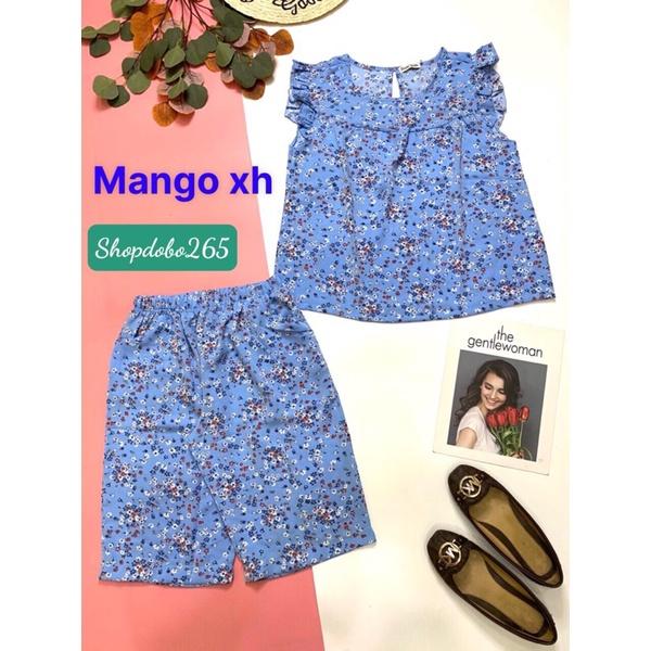 Đồ bộ nữ,đồ ngủ mặc nhà lửng vải lụa mango cao cấp họa tiết hoa nhí dễ thương size 55-65kg.