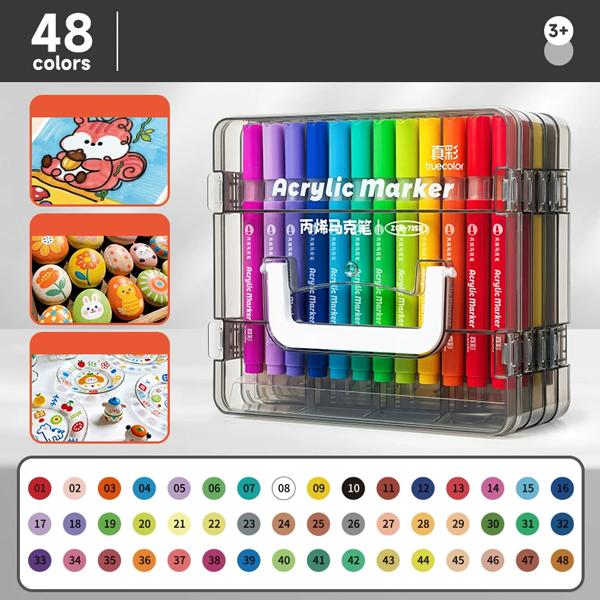 Hộp 48 Bút Lông Màu Acrylic Marker - Truecolor ZCM-7353-48