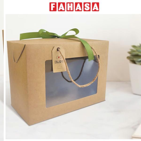 Hộp Xếp Kraft Quai Xách Kính - 26 x 20 x 12 cm - Linh Lan