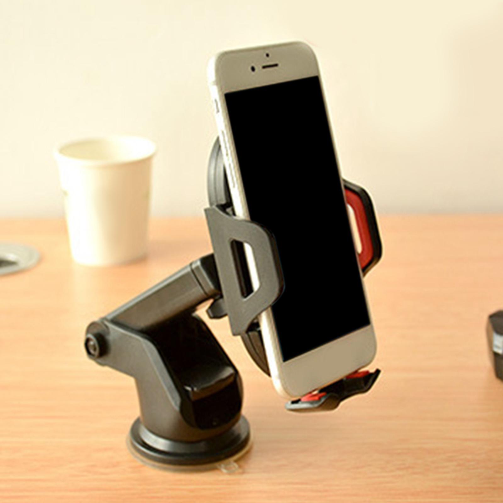 Car Adjustable Phone Holder Dashboard Windshield Mount, One Button Release