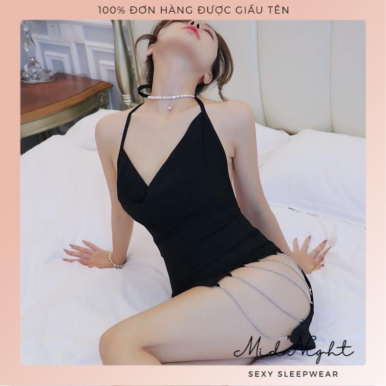 Váy Ngủ Sexy Gợi Cảm Cho Nữ Phong Cách Luxury Mid Night Sexy- Đồ Lót Quyến Rũ Chất Liệu Ren Xuyên Thấu Khiêu Gợi - Màu Xám