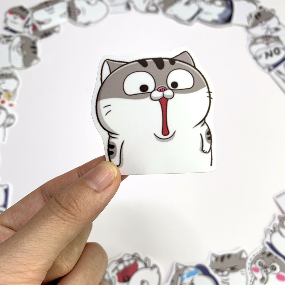 Sticker Mèo Ami Bụng Bự Ngẫu Nhiên Chất Lượng Cao Chống Nước Trang Trí Nón Bảo Hiểm Vali Đàn Xe Máy Xe Đạp