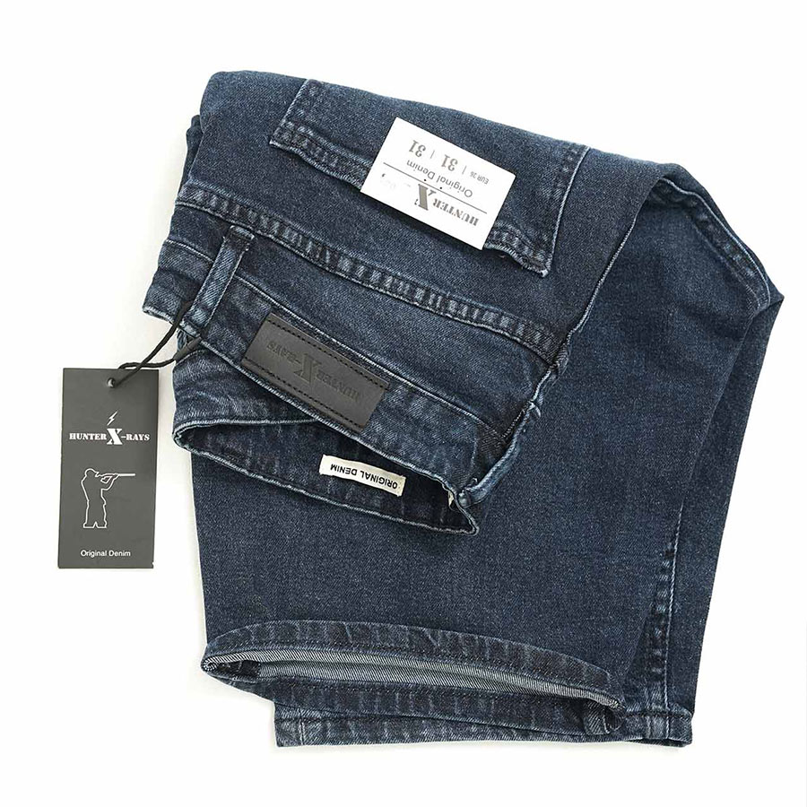 Quần Short Jeans Nam Cao Cấp HUNTER X-RAYS Form  Slimfit Thun Màu Xanh Nam Tính S61